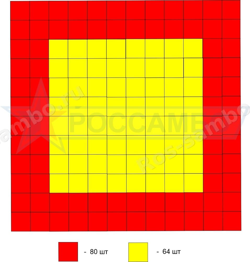 Схема 12×12, маты 2×1 м — вариант 2
