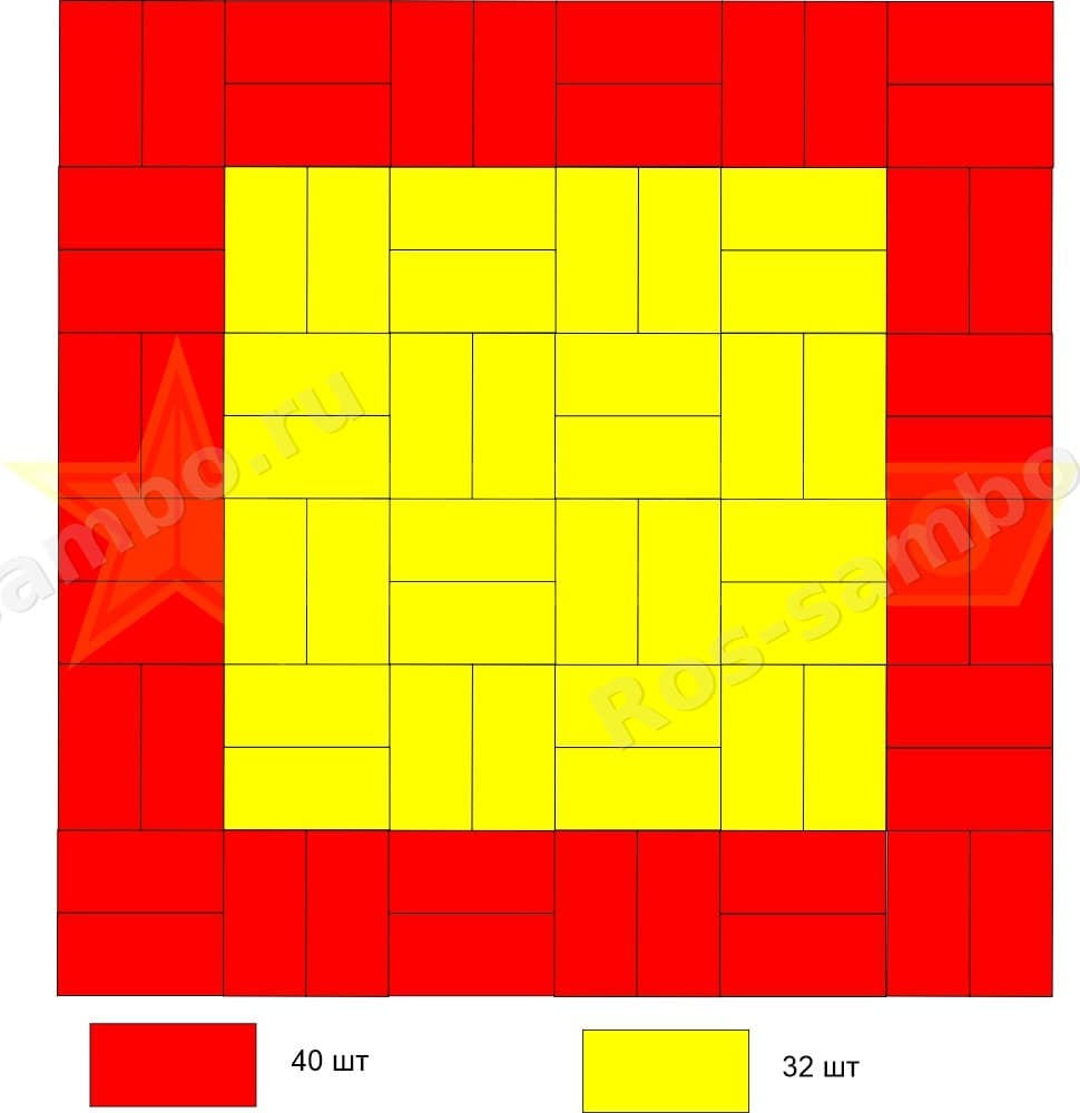 Схема 12×12, маты 2×1 м — вариант 3
