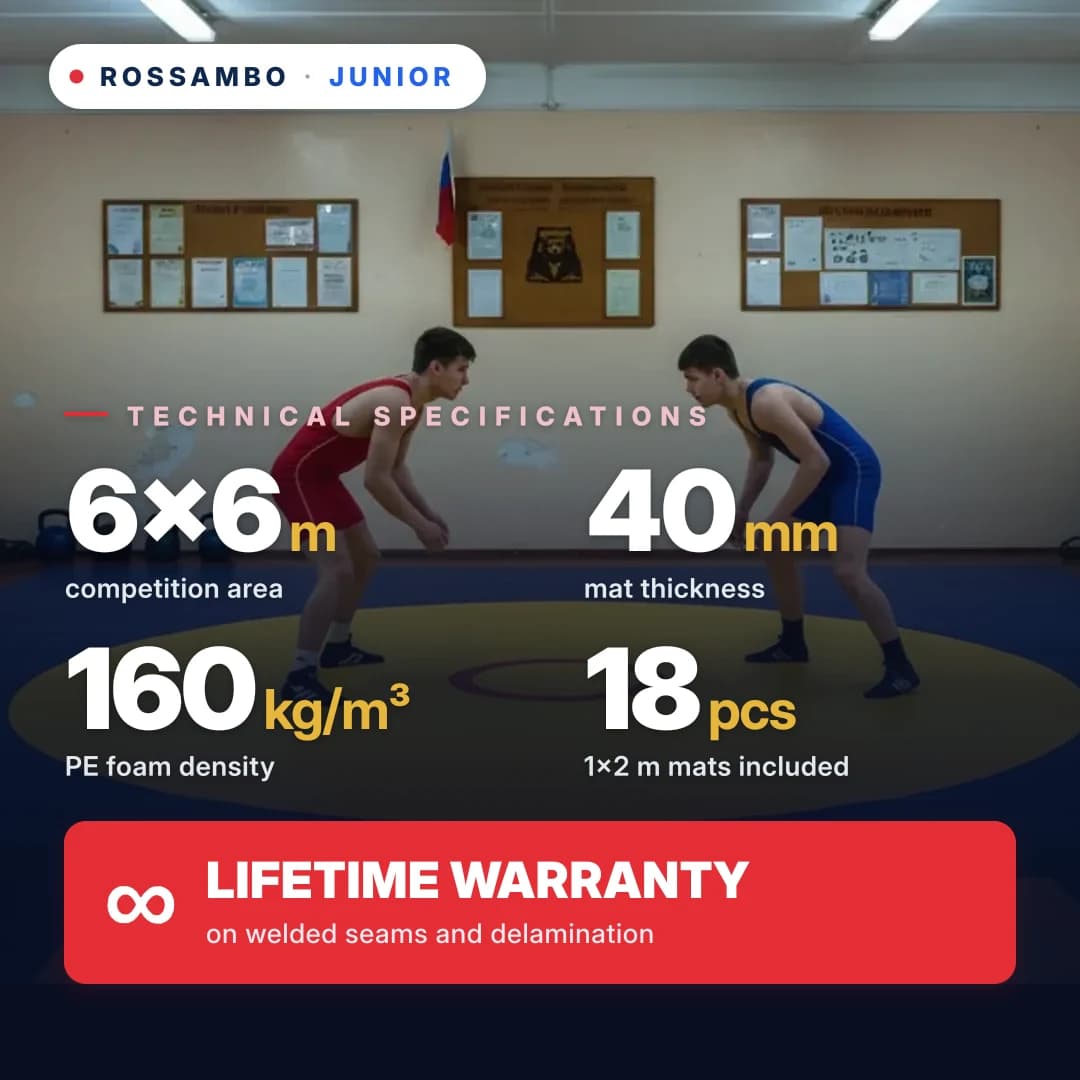 JUNIOR wrestling mat 6×6×0.04 m