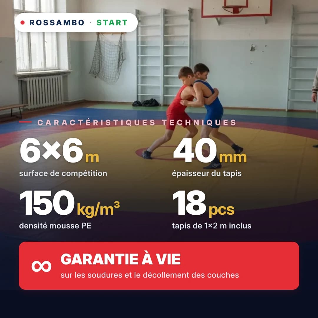 Tapis de lutte START 6×6×0,04 m