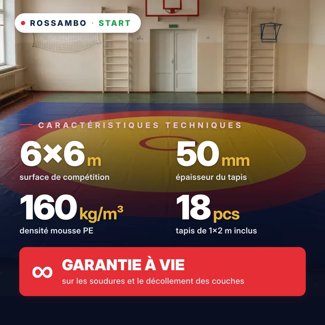 Tapis de lutte START 6×6×0,05 m