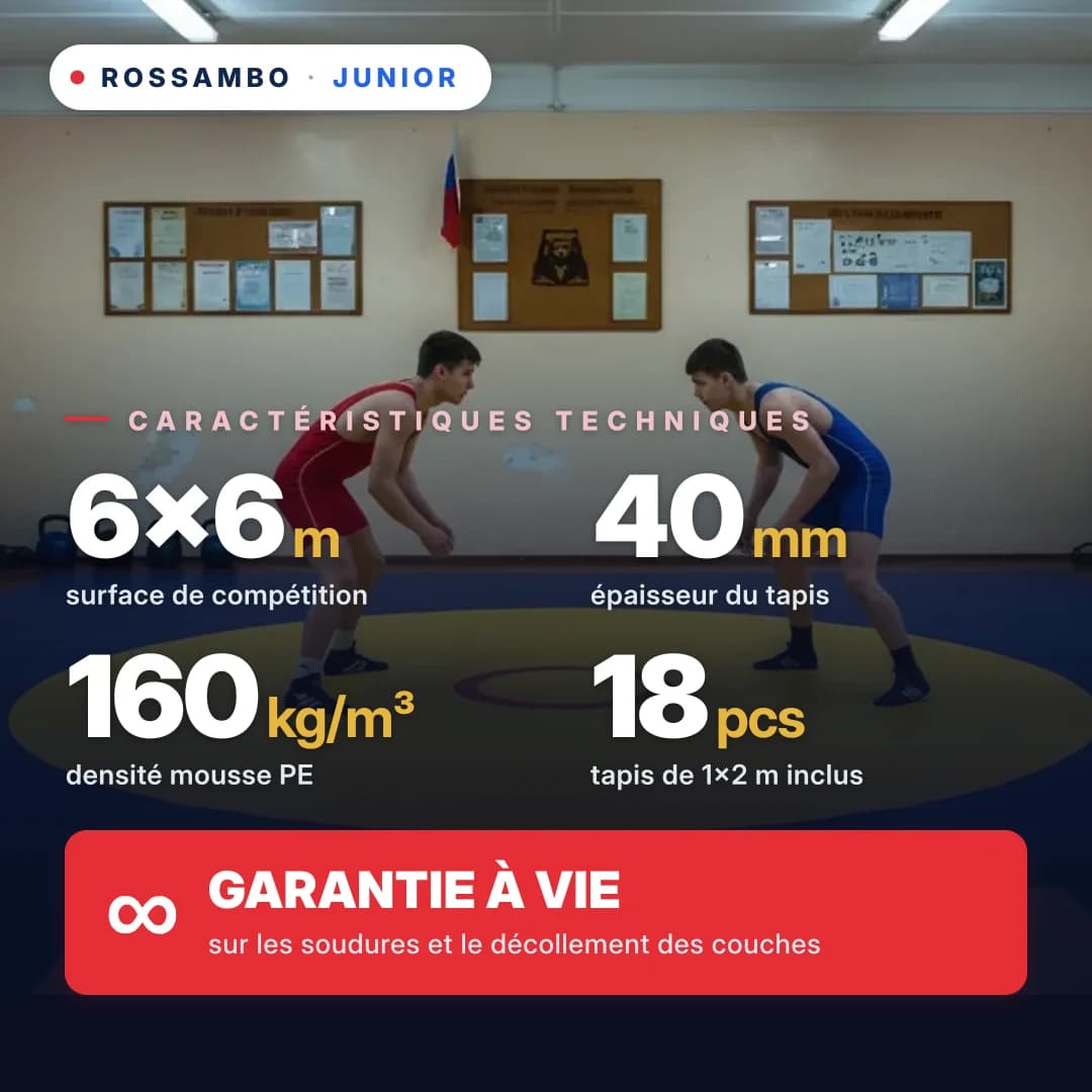 Tapis de lutte JUNIOR 6×6×0,04 m