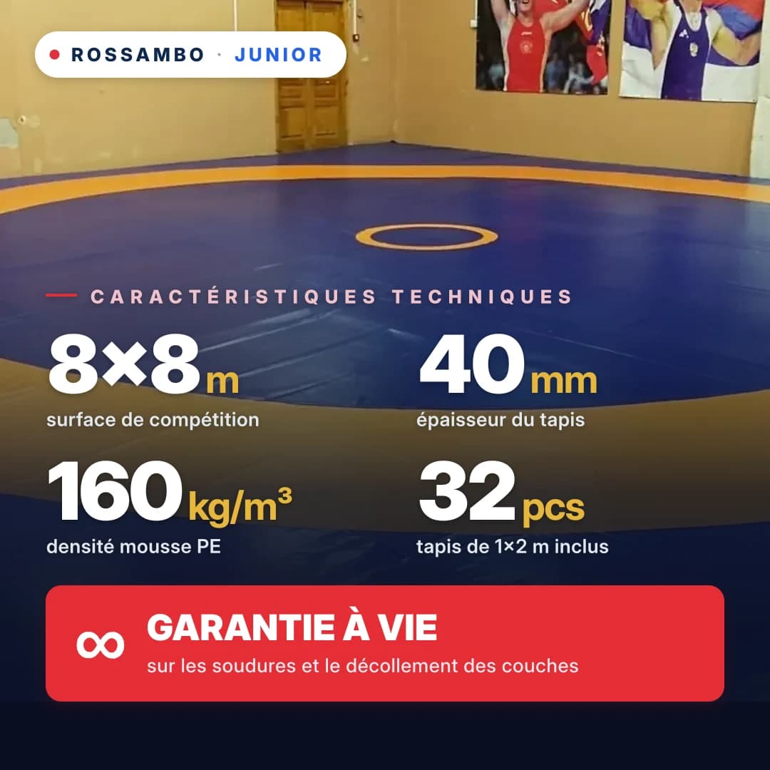 Tapis de lutte JUNIOR 8×8×0,04 m