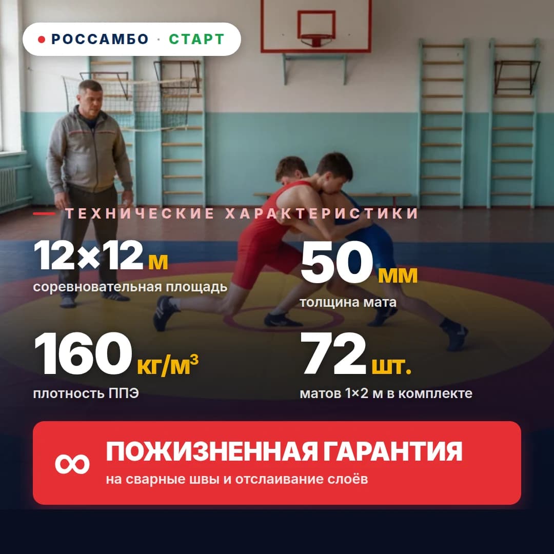 Ковёр борцовский СТАРТ 12×12×0,05м