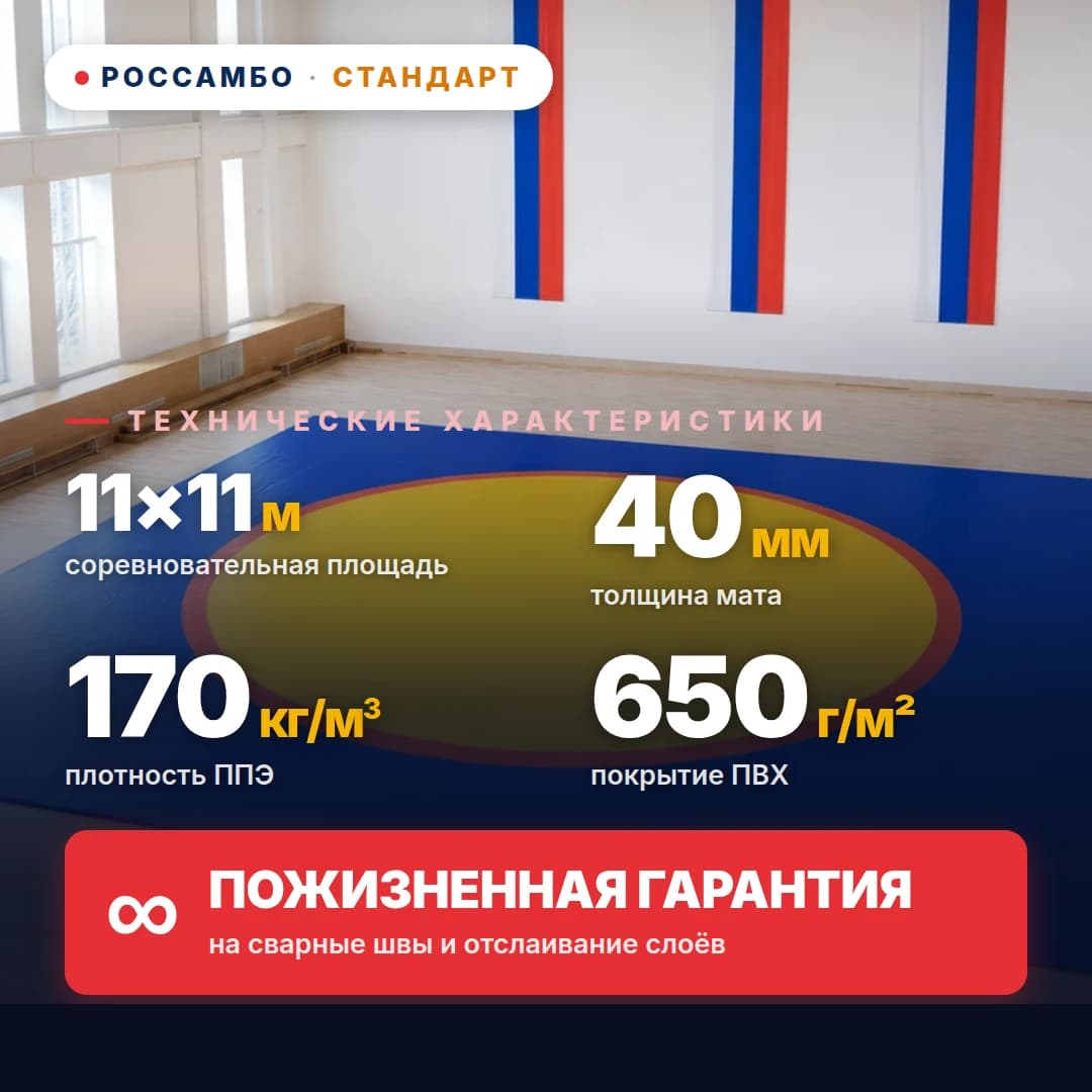 Ковёр борцовский СТАНДАРТ 11×11×0,04м