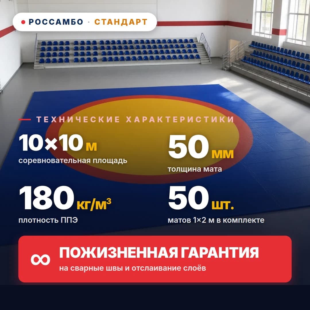 Ковёр борцовский СТАНДАРТ 10×10×0,05м