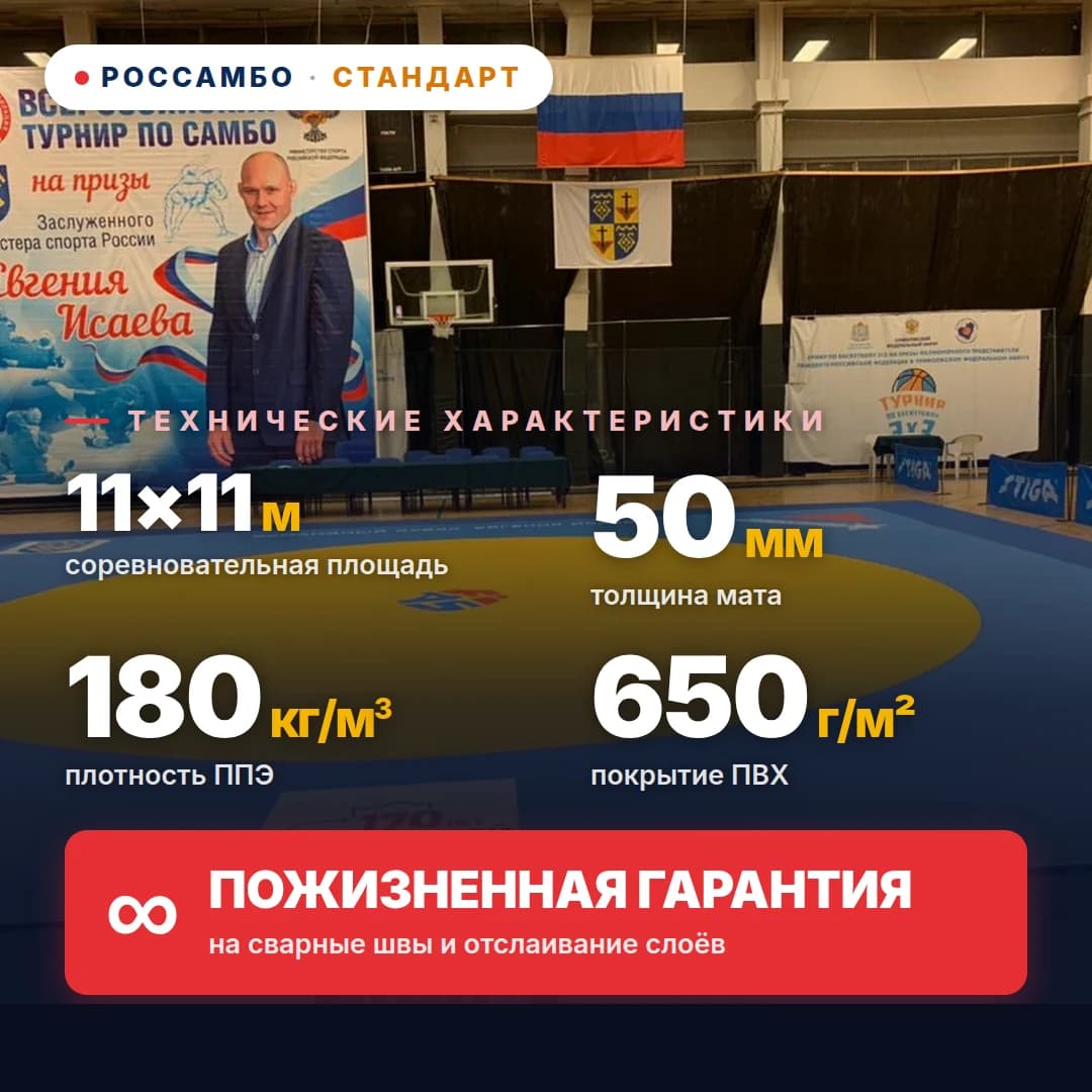 Ковёр борцовский СТАНДАРТ 11×11×0,05м