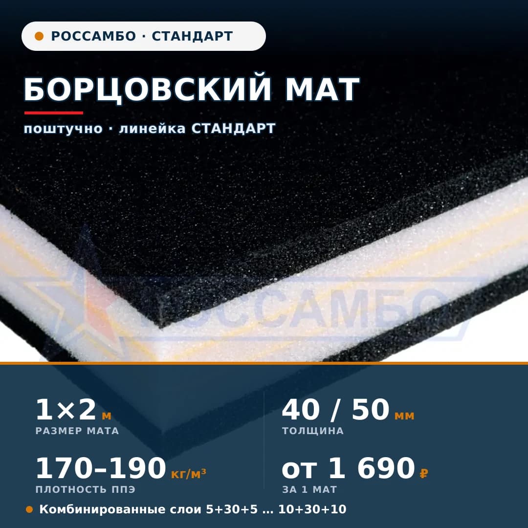 Мат борцовский СТАНДАРТ (5+30+5) 1×2×0,04 м
