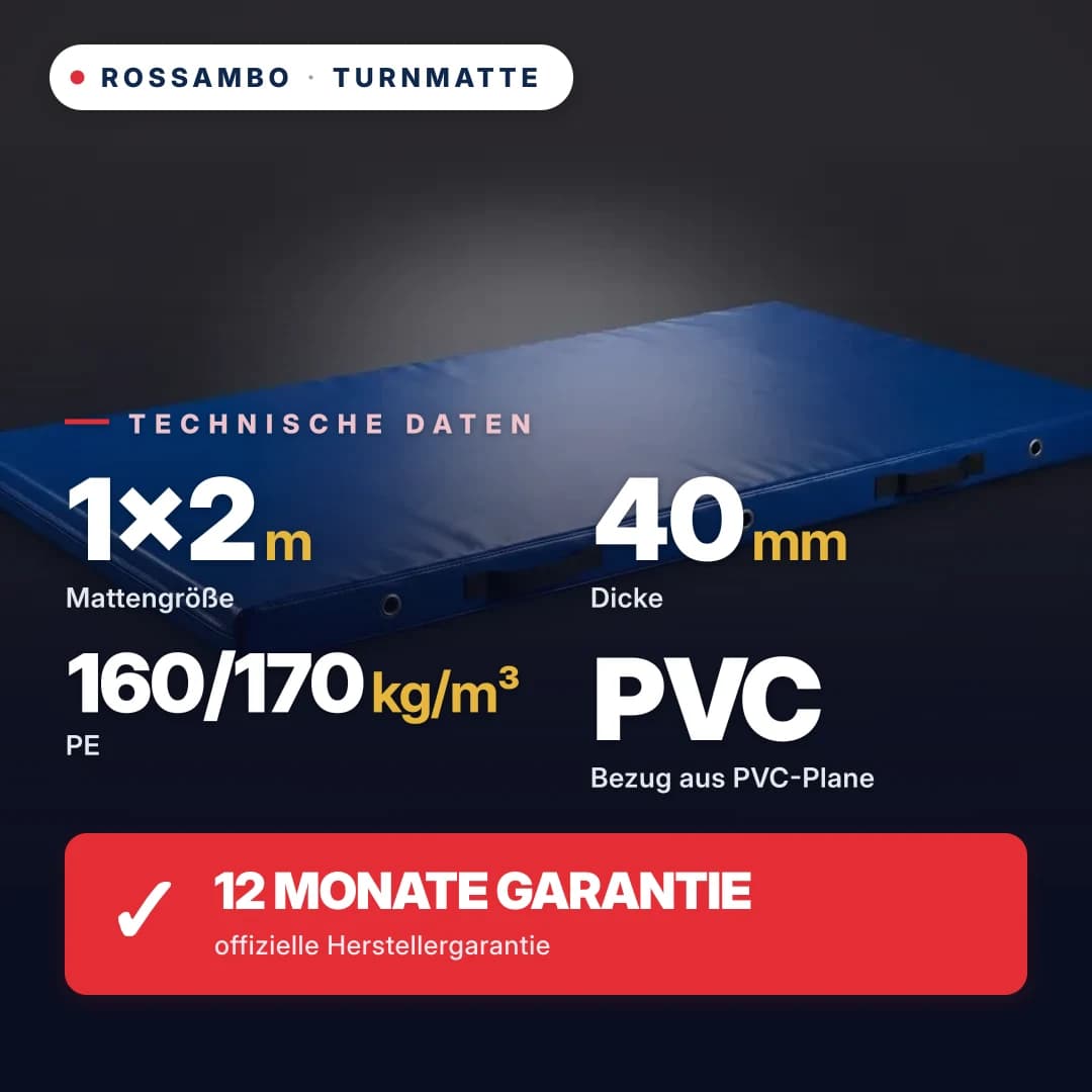 Turnmatte-Tatami Economy PE-Schaum 160/170, PVC-Bezug, 1×2×0,04 m