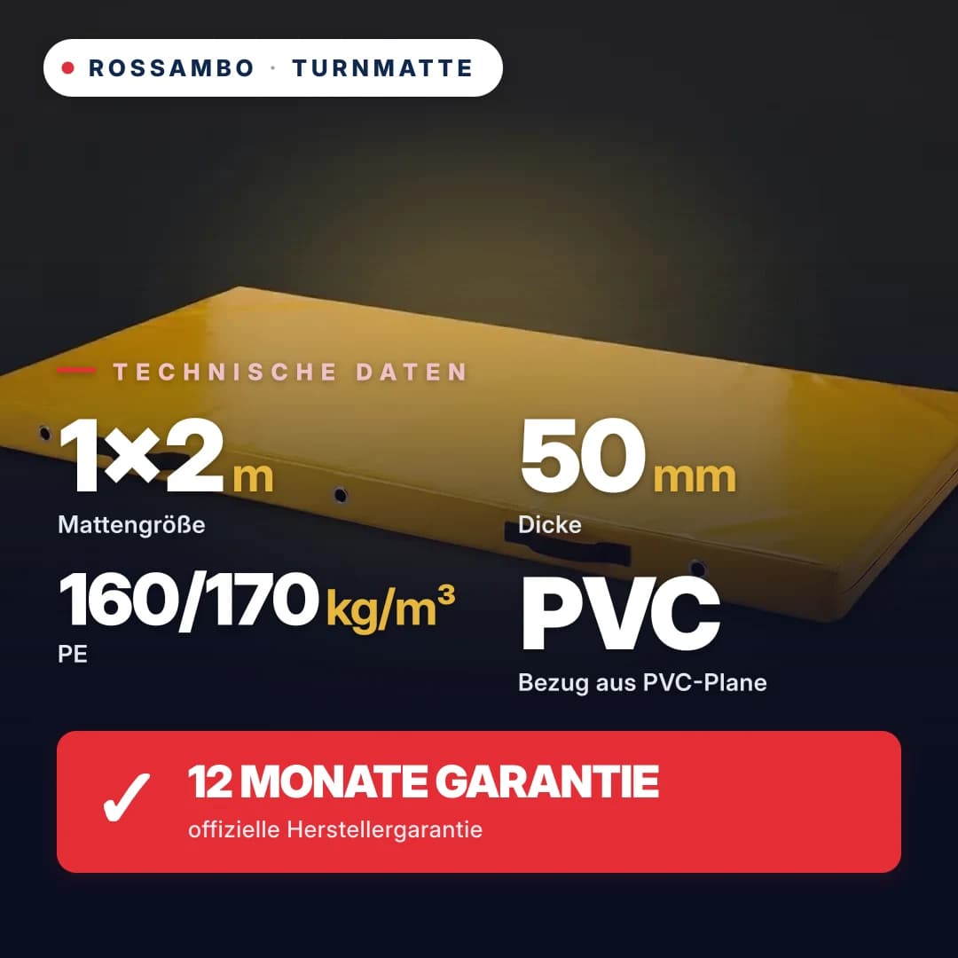 Turnmatte-Tatami Economy PE-Schaum 160/170, PVC-Bezug, 1×2×0,05 m