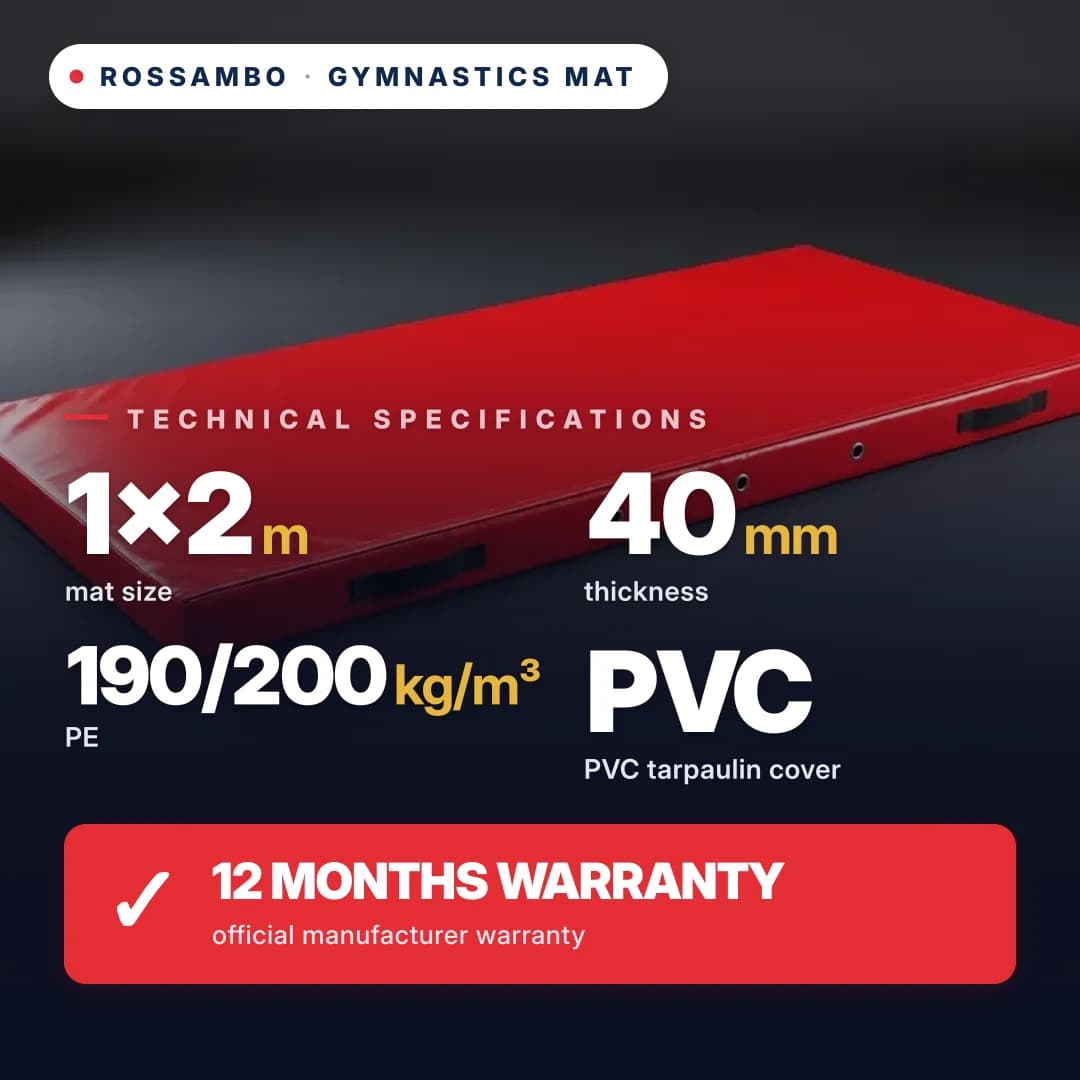 Professional gymnastics tatami mat, PE foam 190/200, PVC cover, 1×2×0.04 m