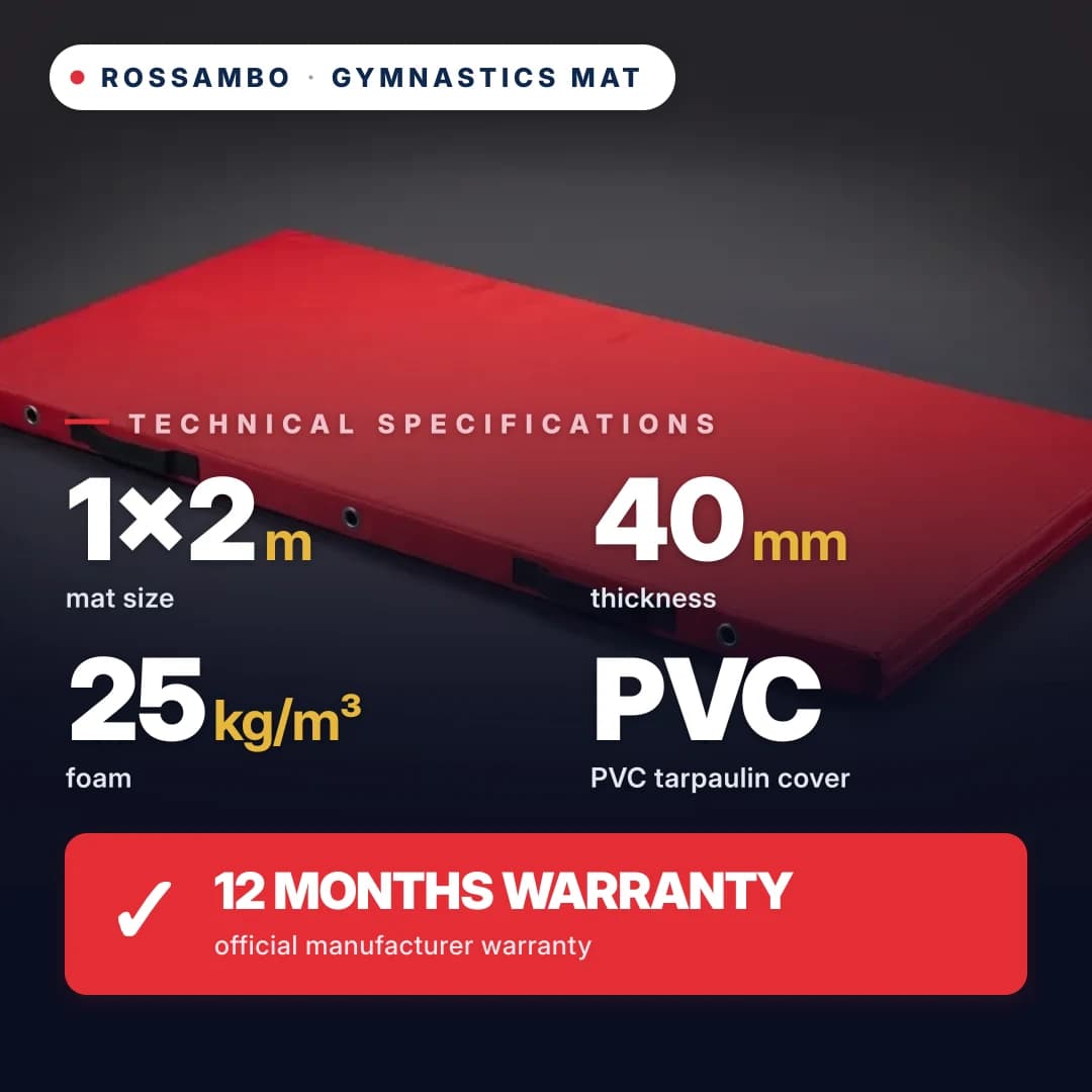 Gymnastics mat, 25 kg/m³ foam, Oxford cover, 1×2×0.04 m