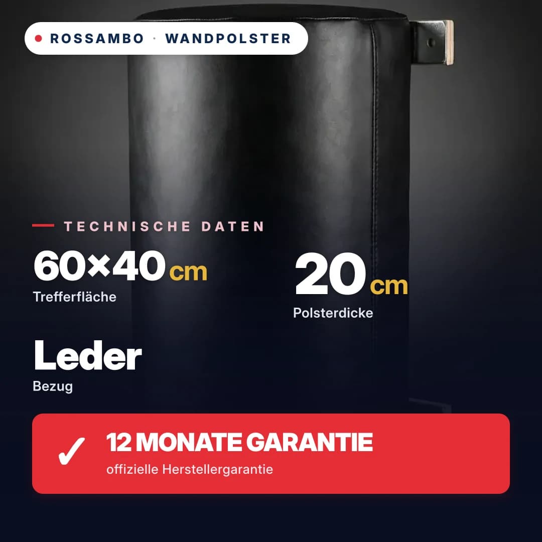 Wandpolster Halbrund, Leder, 60×40×20 cm