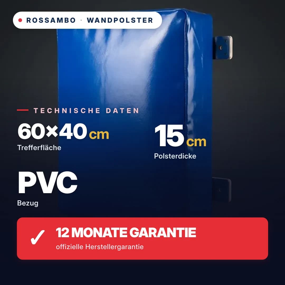 Wandpolster Rechteckig, PVC-Plane, 60×40×15 cm