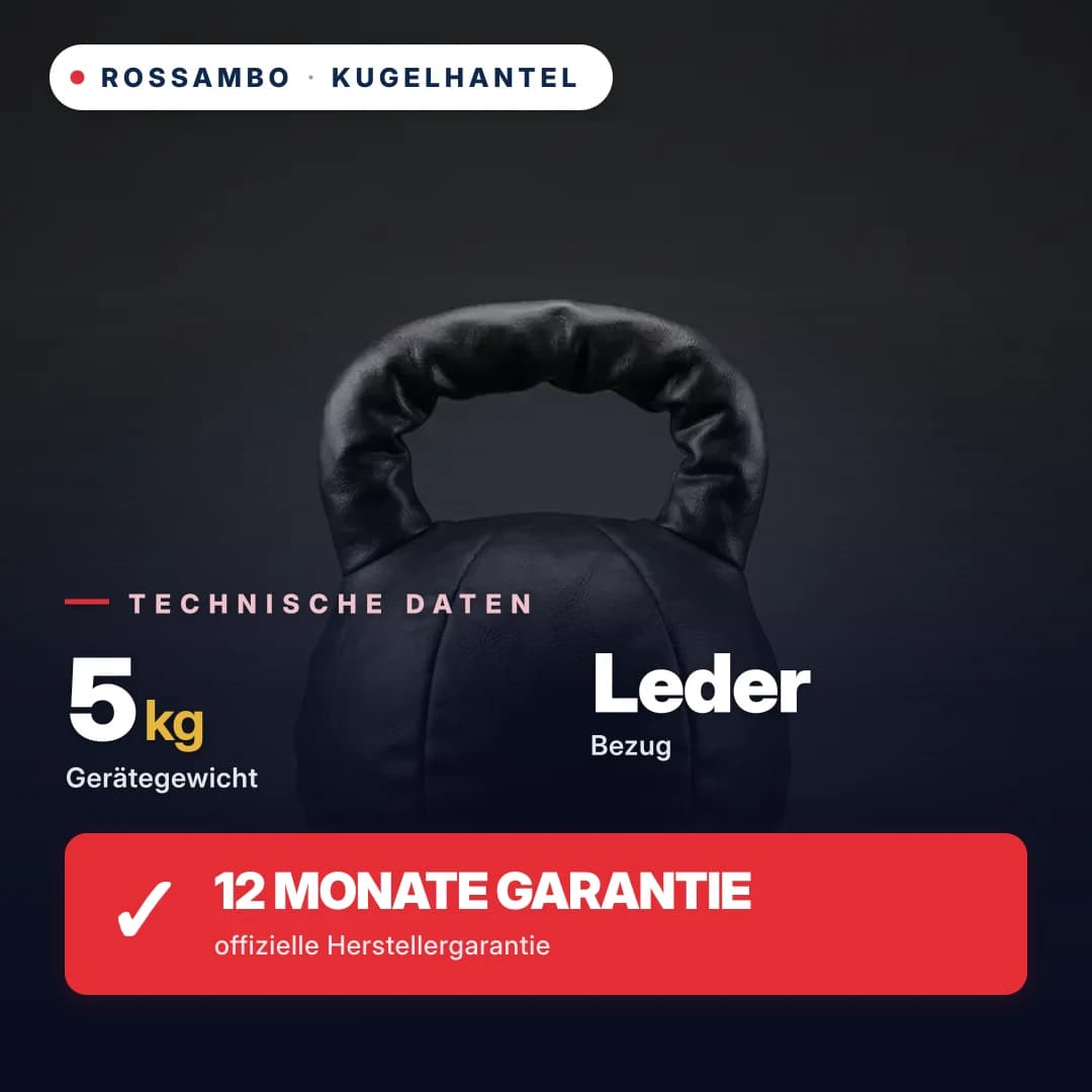 Kettlebell, Leder, 5 kg