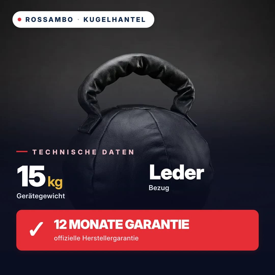 Kettlebell, Leder, 15 kg