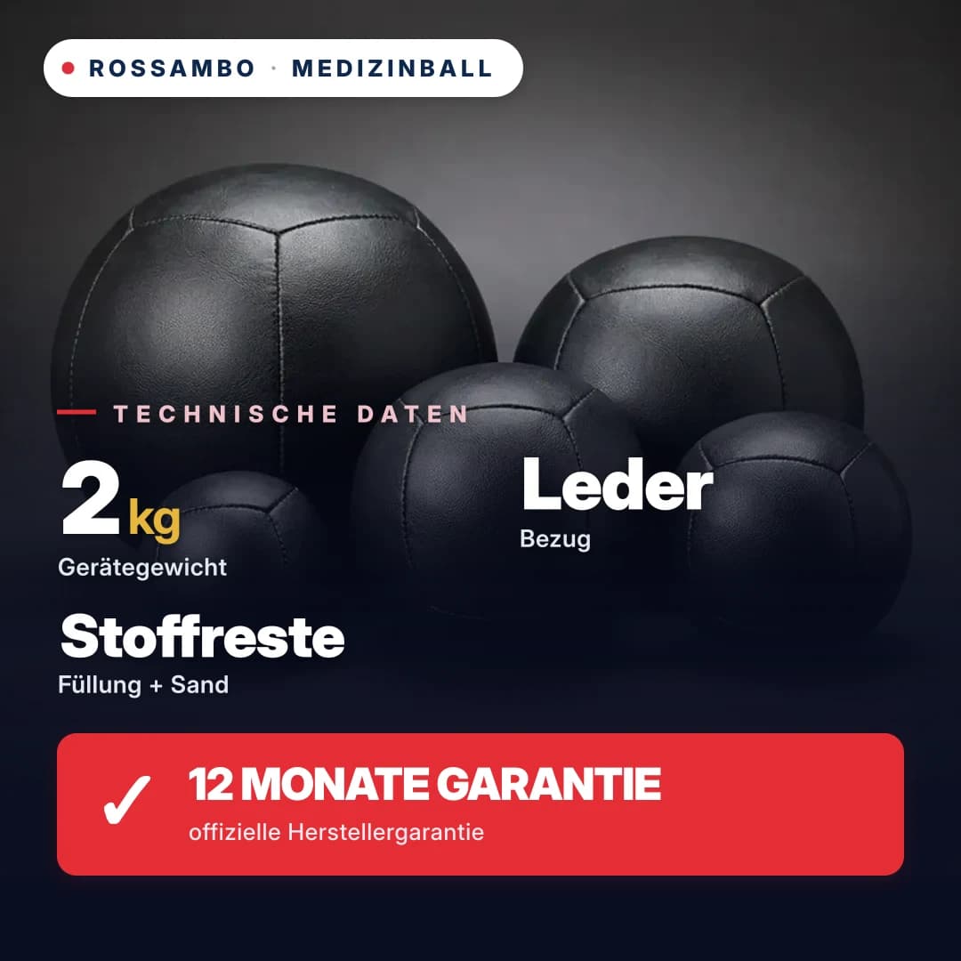 Medizinball, Leder, 2 kg