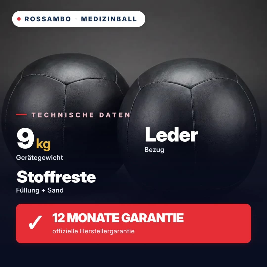 Medizinball, Leder, 9 kg