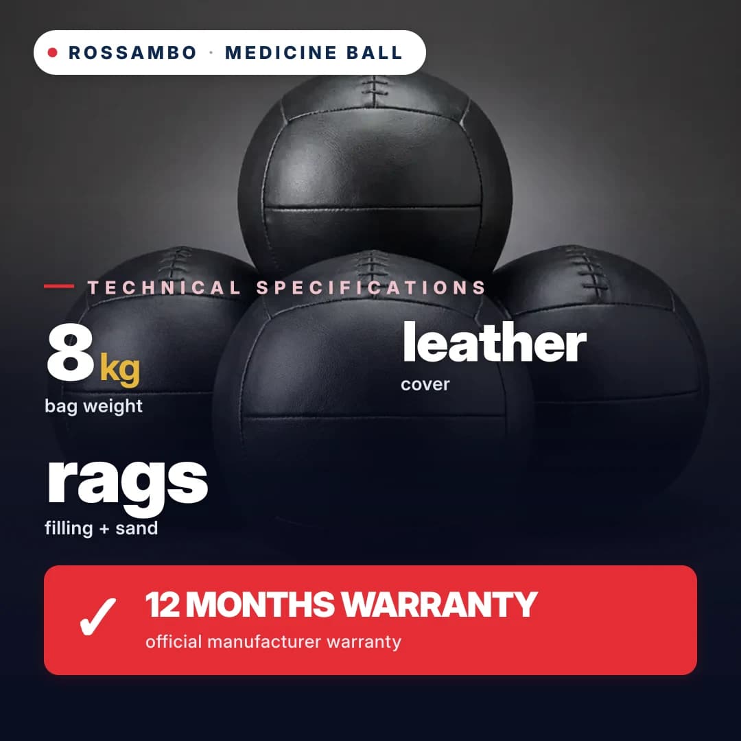 Medicine ball, leather, 8 kg