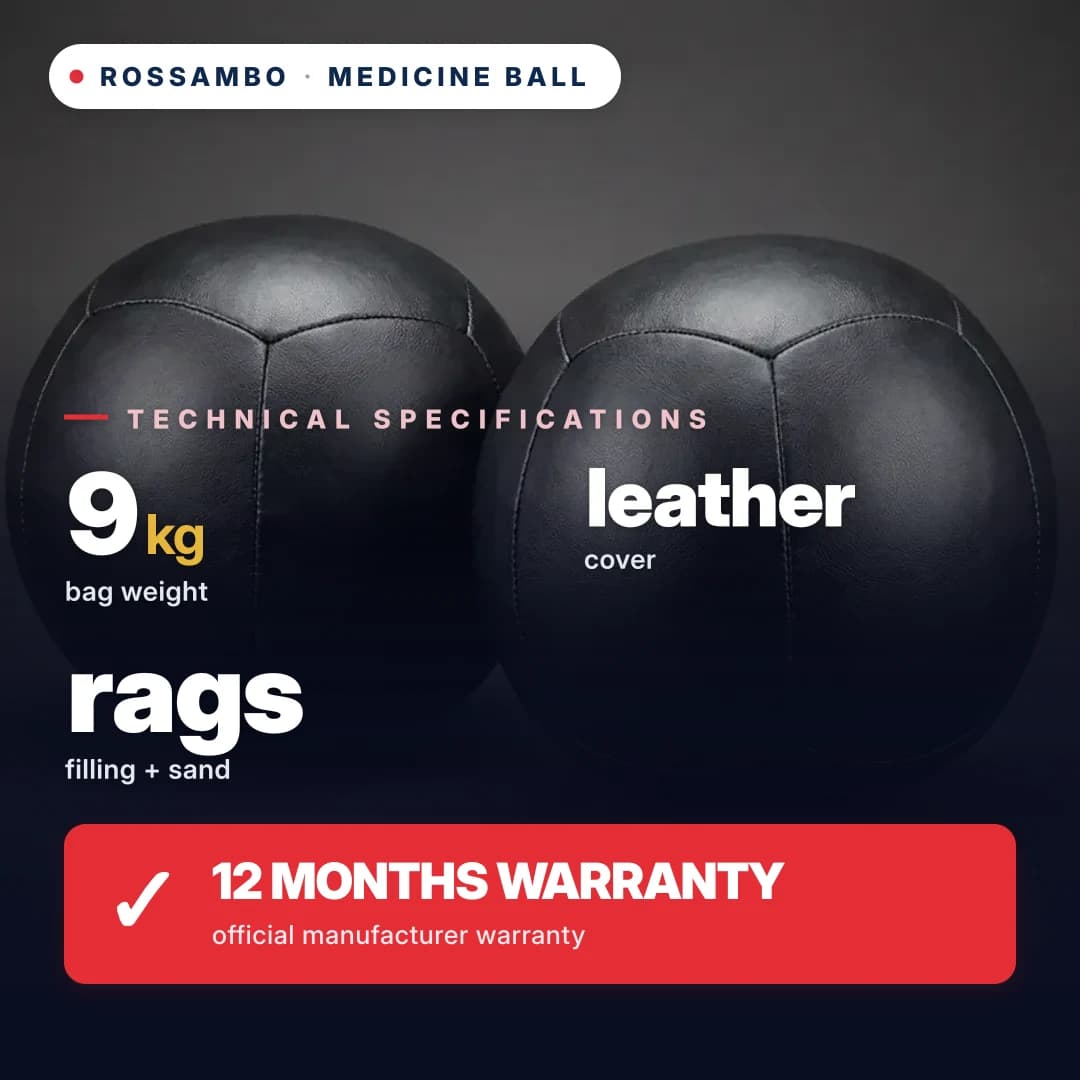 Medicine ball, leather, 9 kg