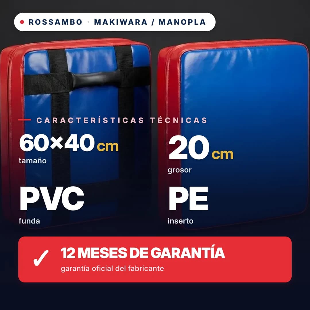 Maciza rectangular para low kick, lona de PVC, 60×40×20 cm