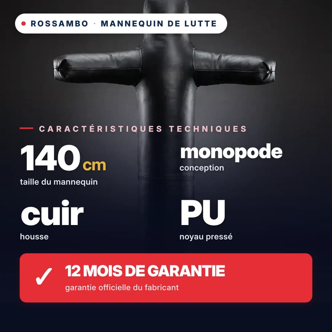 Mannequin de lutte à 1 jambe, cuir, 140 cm