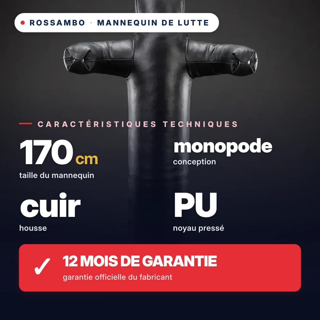Mannequin de lutte à 1 jambe, cuir, 170 cm