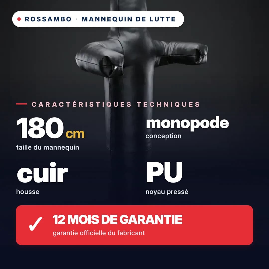 Mannequin de lutte à 1 jambe, cuir, 180 cm