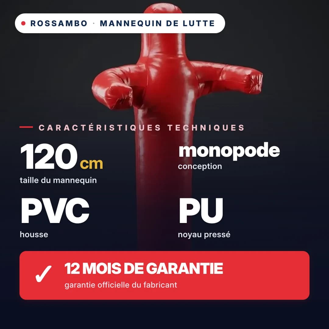 Mannequin de lutte à 1 jambe, bâche PVC, 120 cm