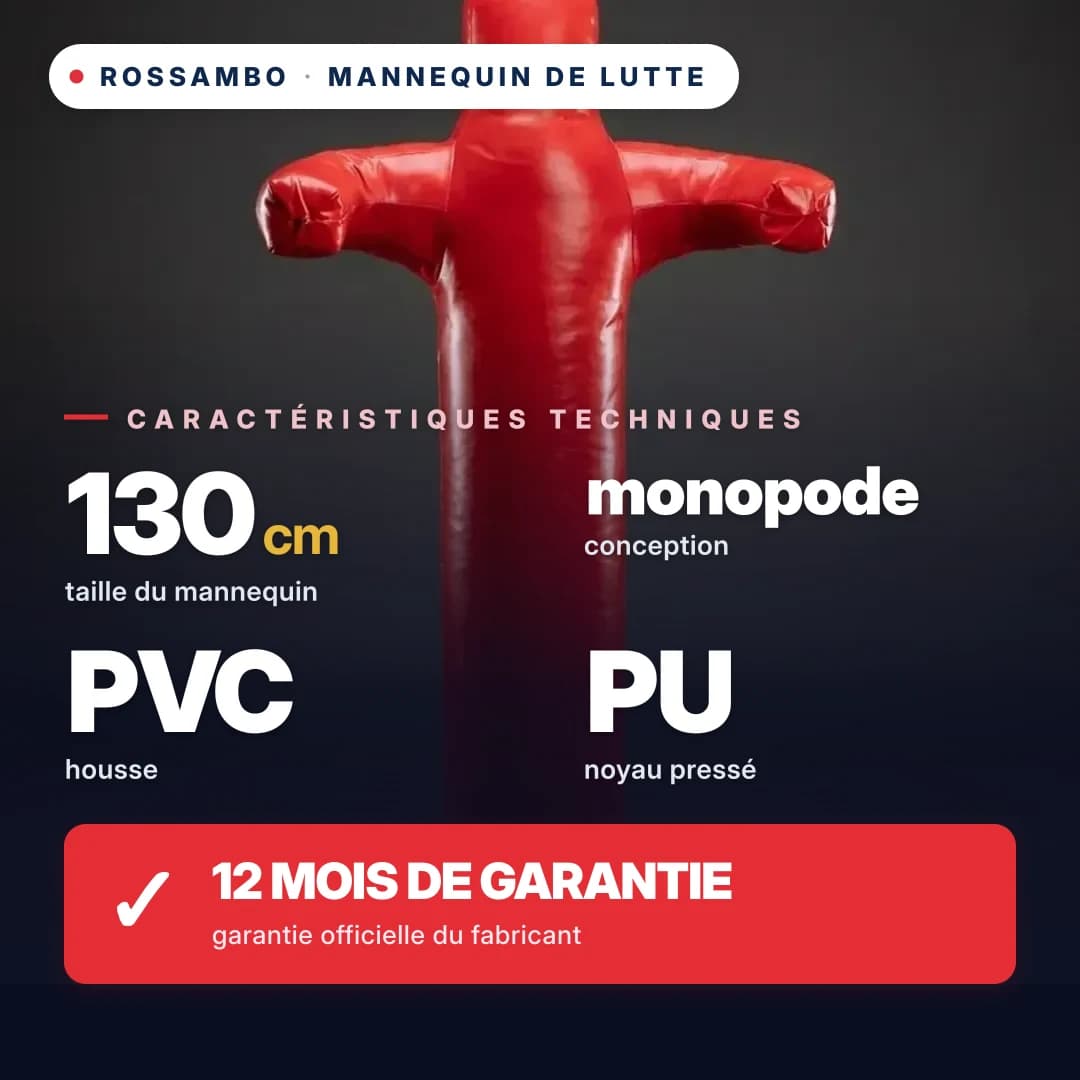Mannequin de lutte à 1 jambe, bâche PVC, 130 cm