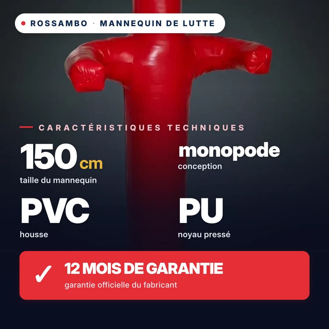 Mannequin de lutte à 1 jambe, bâche PVC, 150 cm