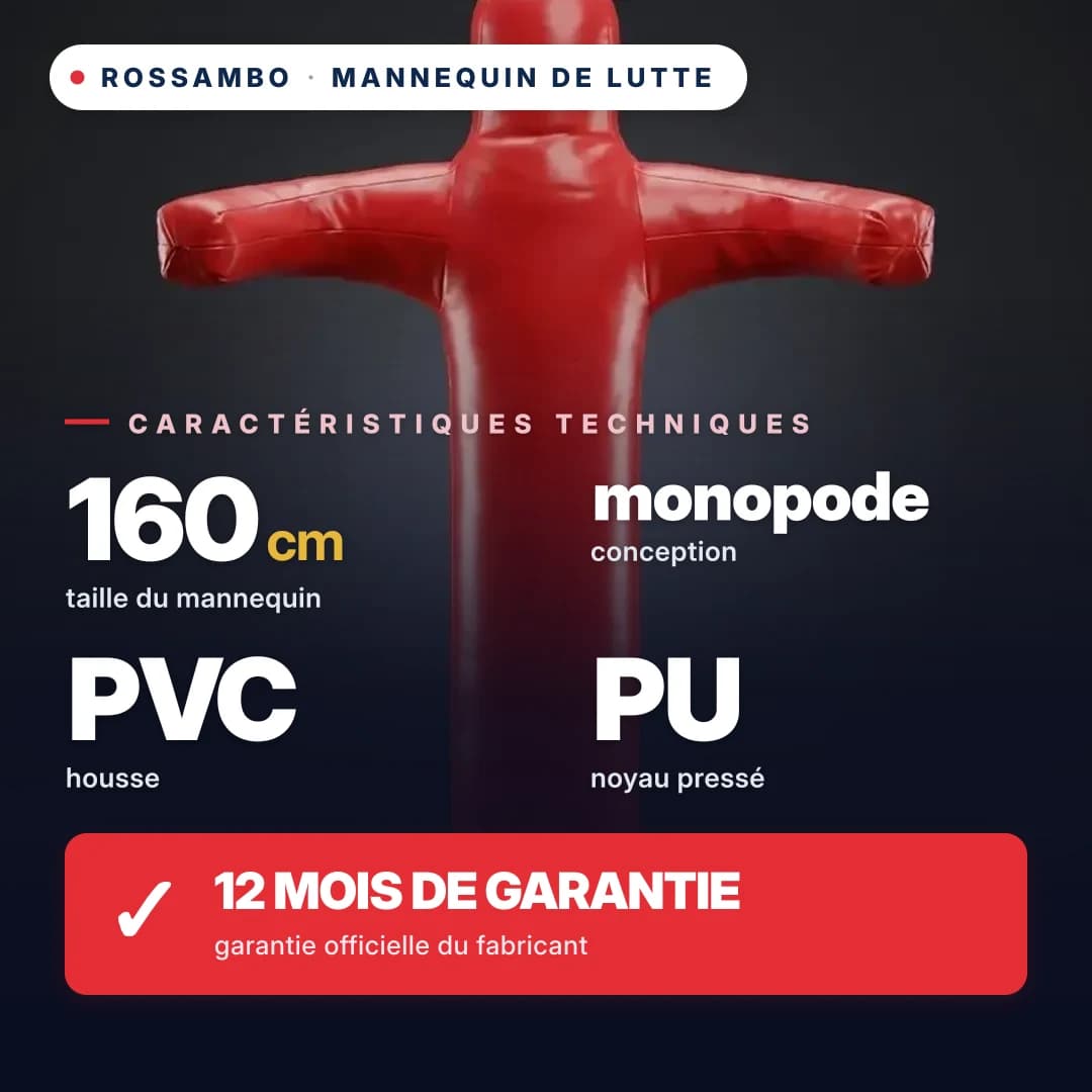 Mannequin de lutte à 1 jambe, bâche PVC, 160 cm