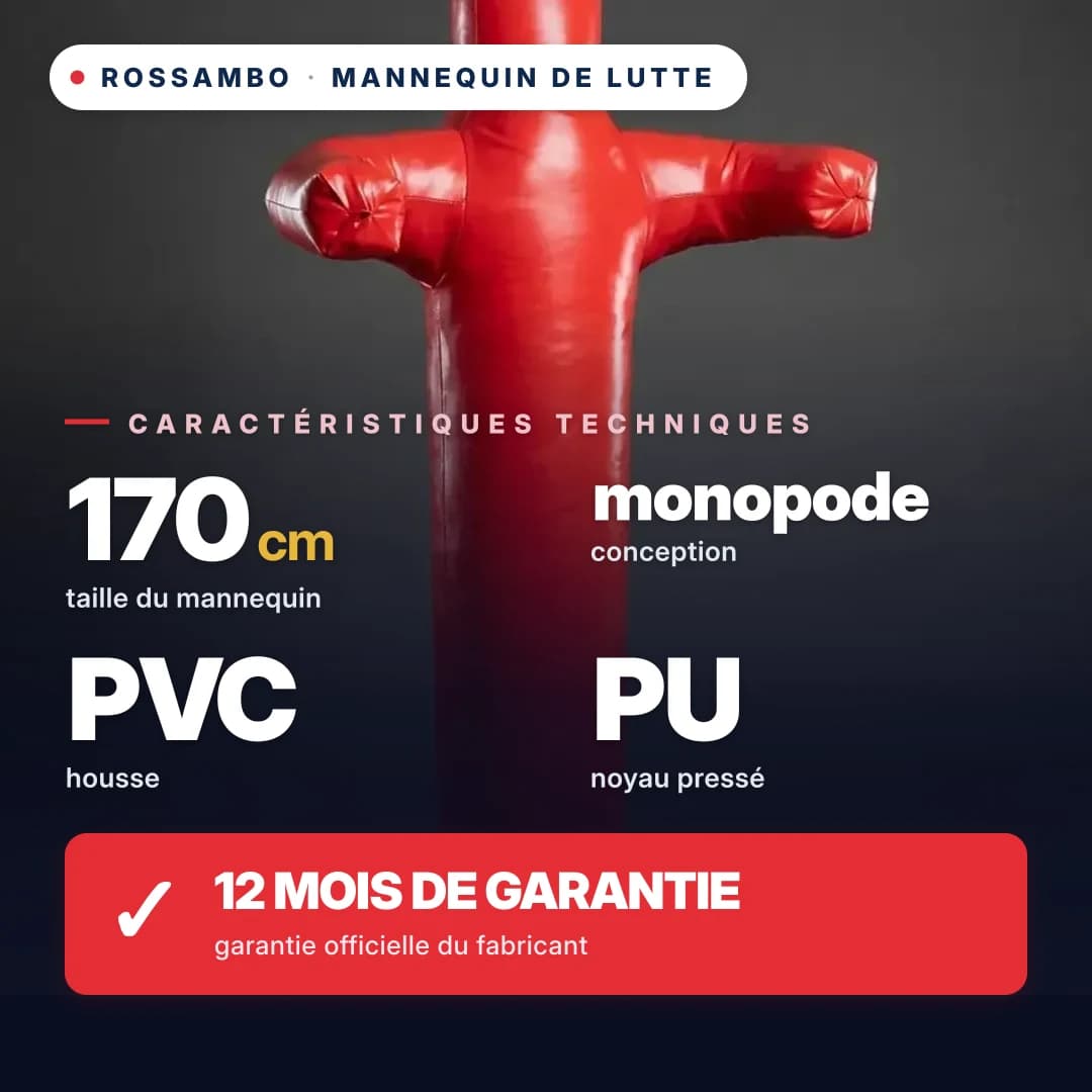 Mannequin de lutte à 1 jambe, bâche PVC, 170 cm