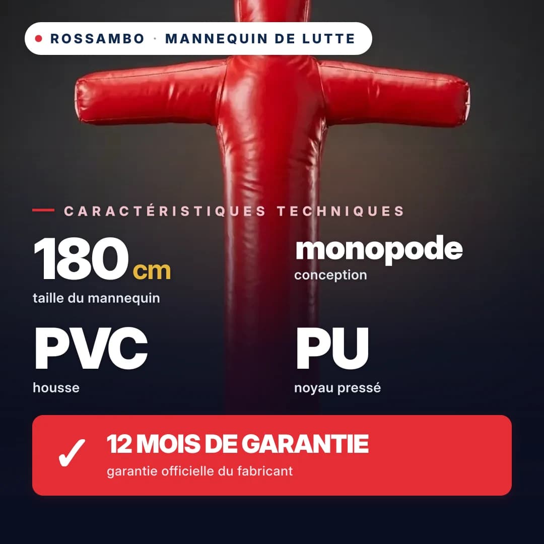 Mannequin de lutte à 1 jambe, bâche PVC, 180 cm