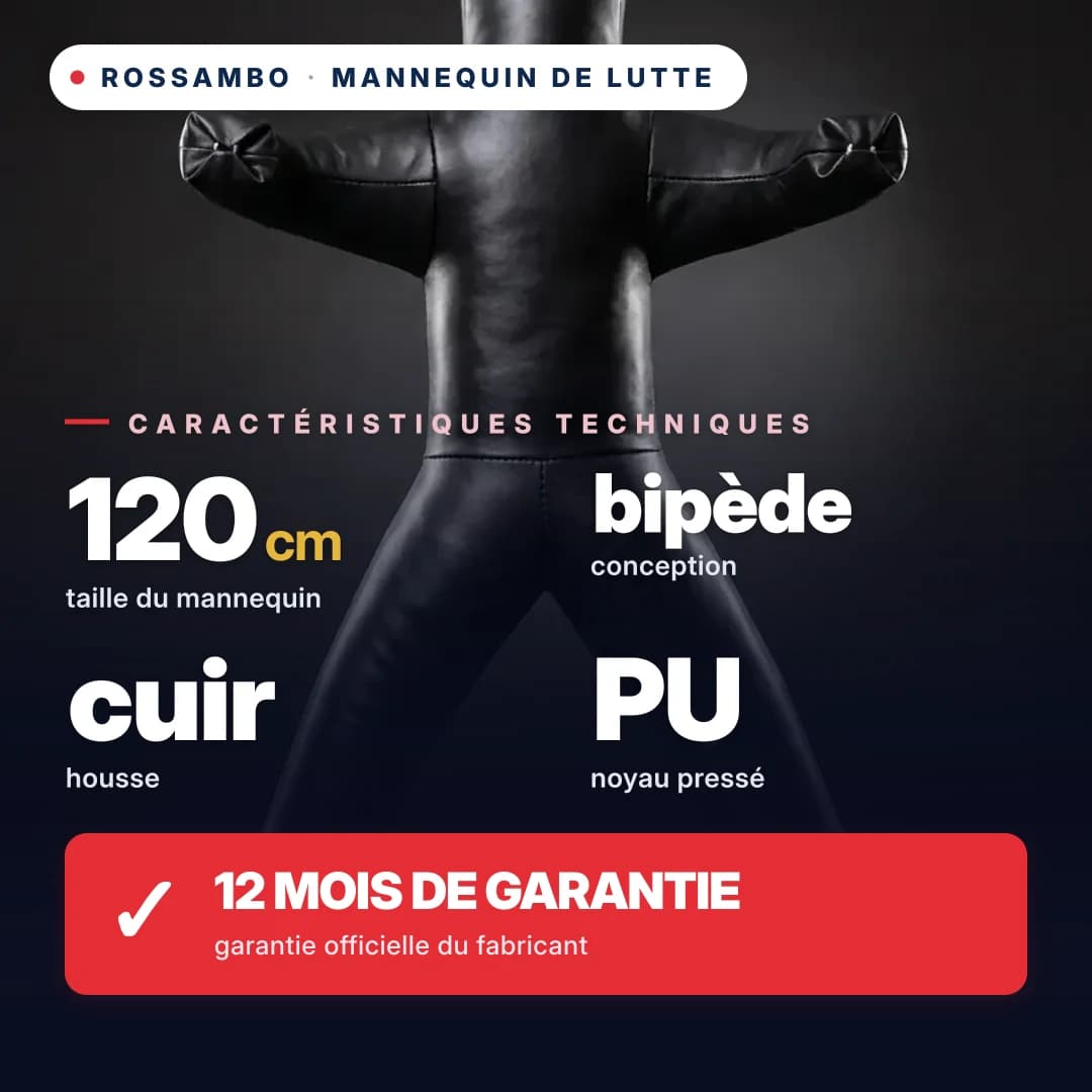Mannequin de lutte à 2 jambes, cuir, 120 cm