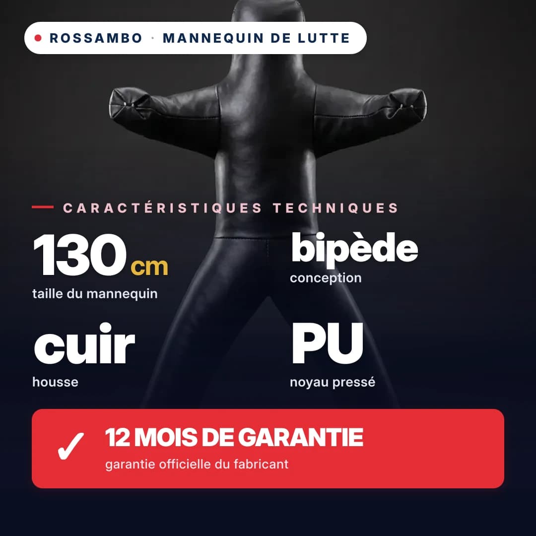 Mannequin de lutte à 2 jambes, cuir, 130 cm