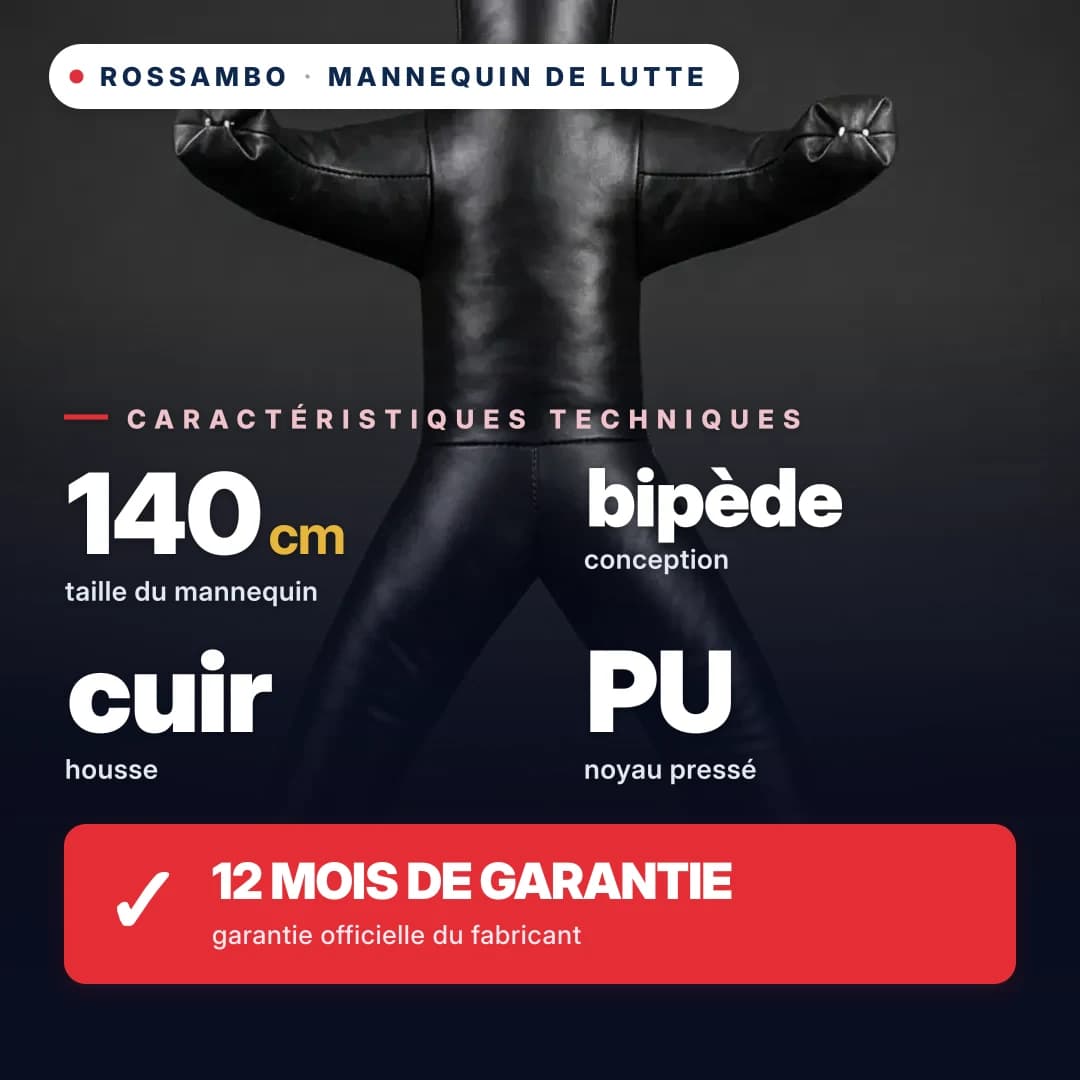 Mannequin de lutte à 2 jambes, cuir, 140 cm