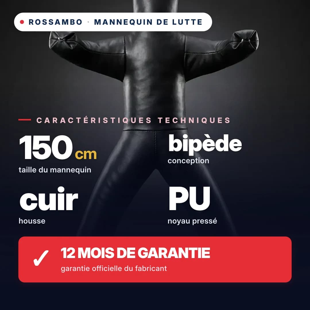 Mannequin de lutte à 2 jambes, cuir, 150 cm