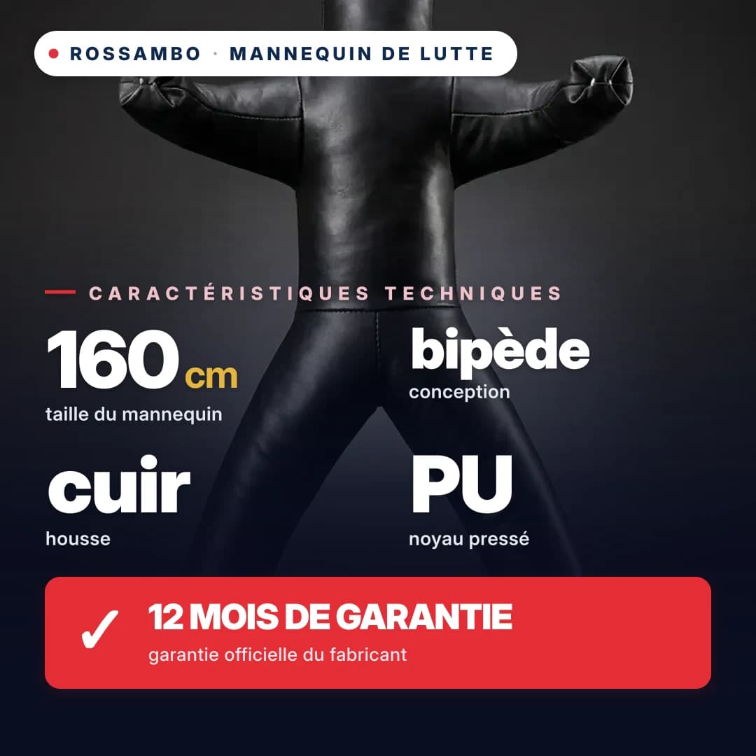 Mannequin de lutte à 2 jambes, cuir, 160 cm