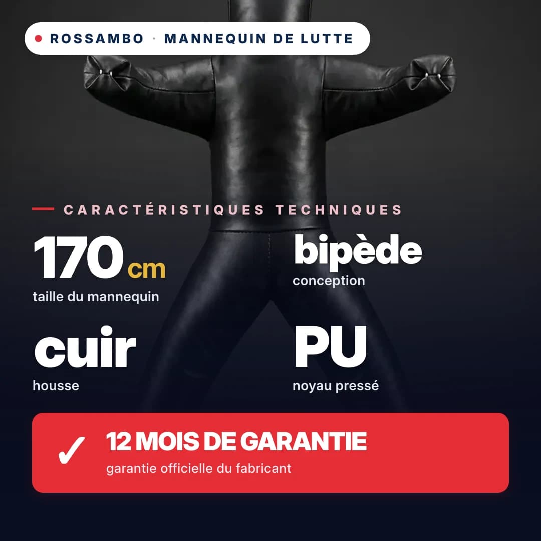 Mannequin de lutte à 2 jambes, cuir, 170 cm