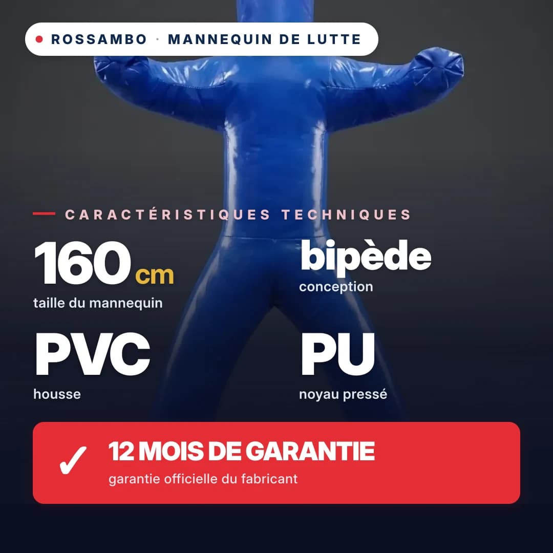 Mannequin de lutte à 2 jambes, bâche PVC, 160 cm