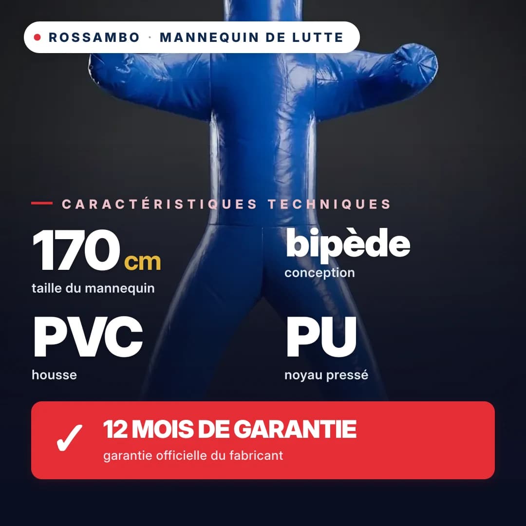 Mannequin de lutte à 2 jambes, bâche PVC, 170 cm