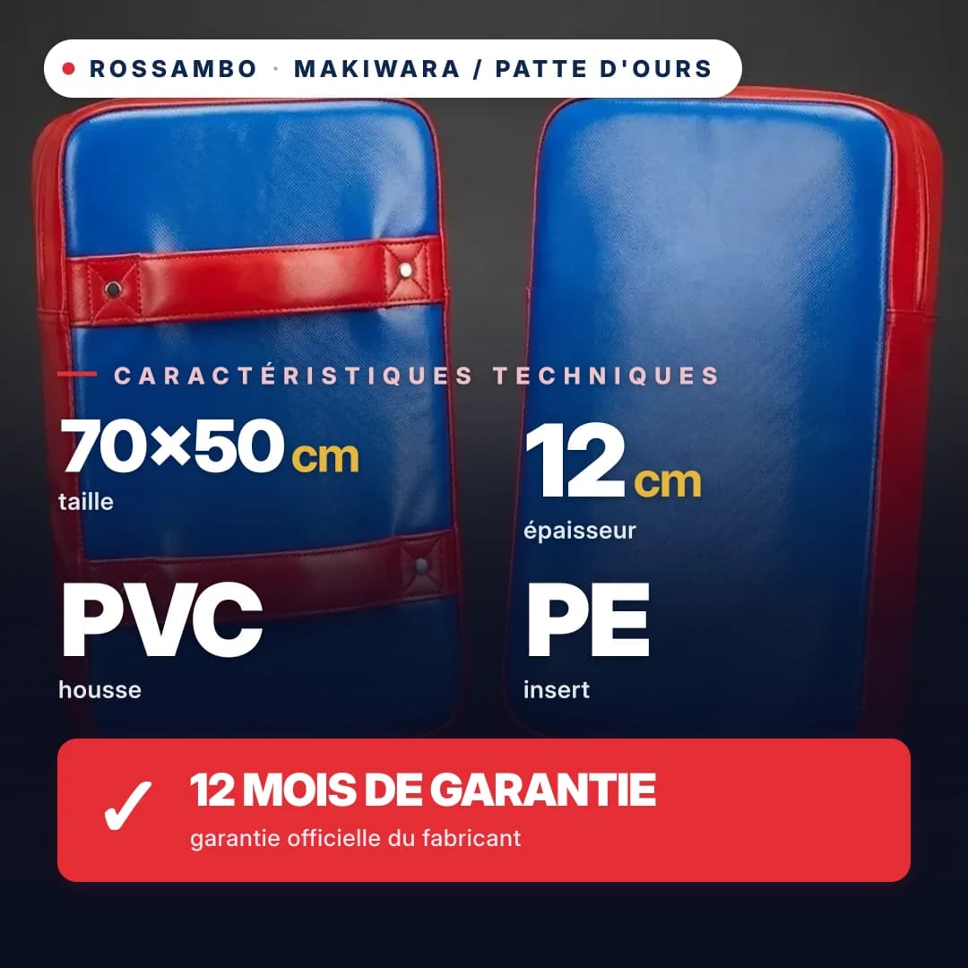 Makiwara rectangulaire, bâche PVC, 70×50×12 cm