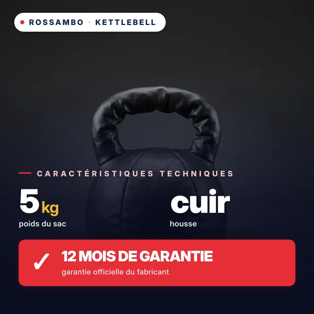 Kettlebell, cuir, 5 kg