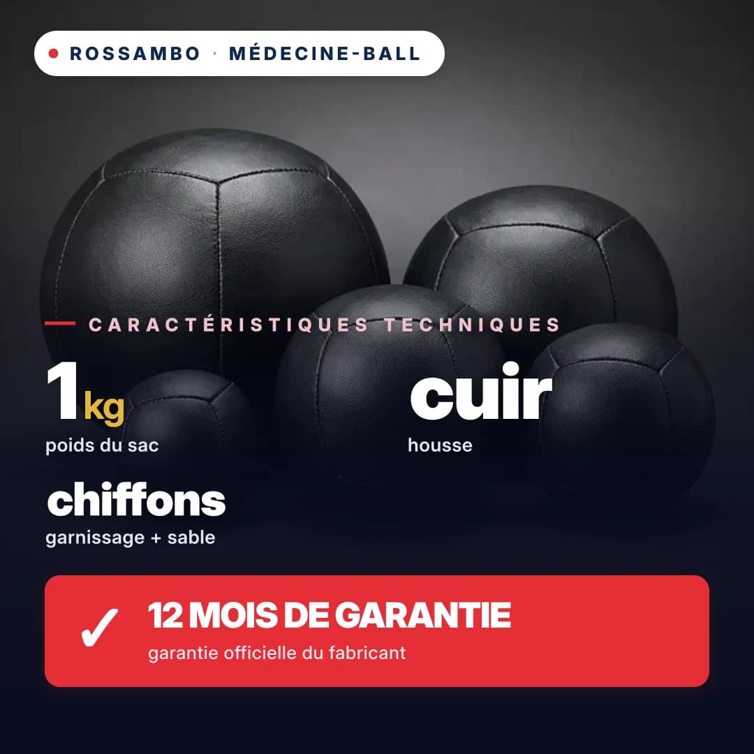 Médecine-ball, cuir, 1 kg