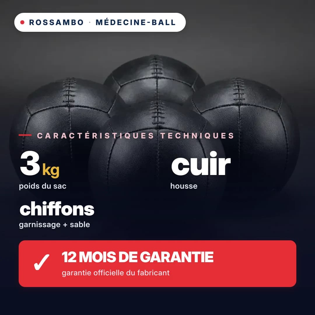 Médecine-ball, cuir, 3 kg