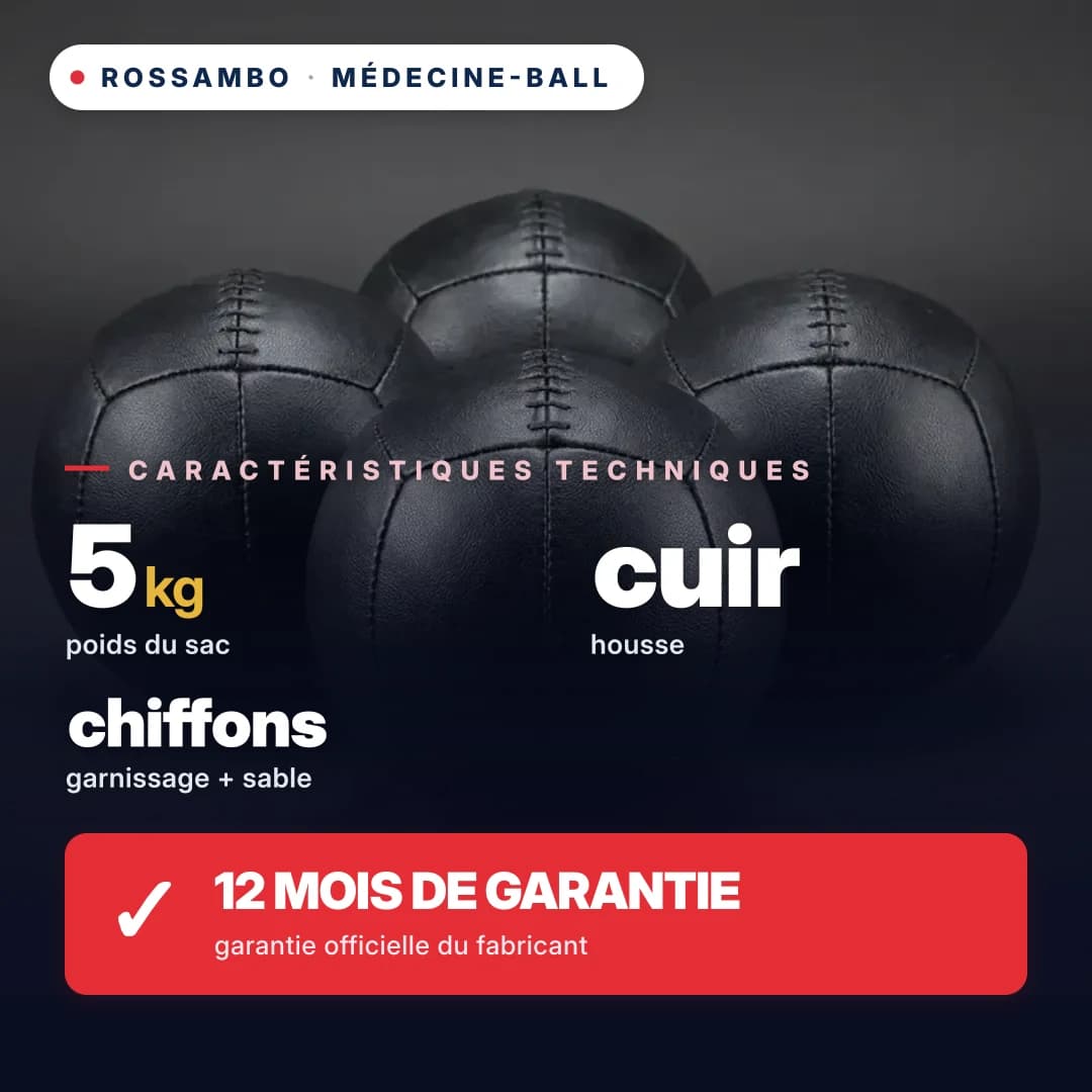 Médecine-ball, cuir, 5 kg