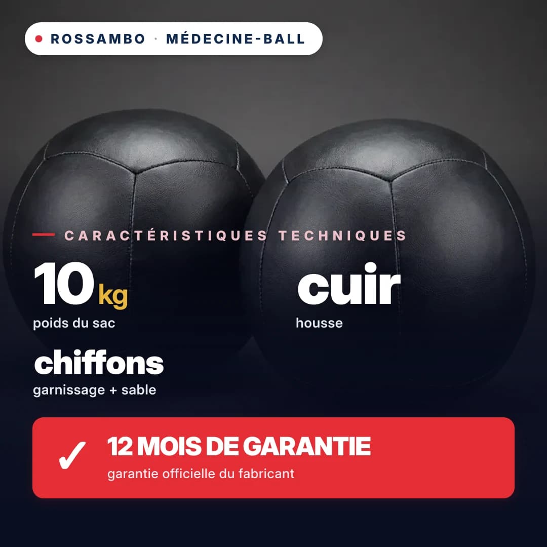Médecine-ball, cuir, 10 kg