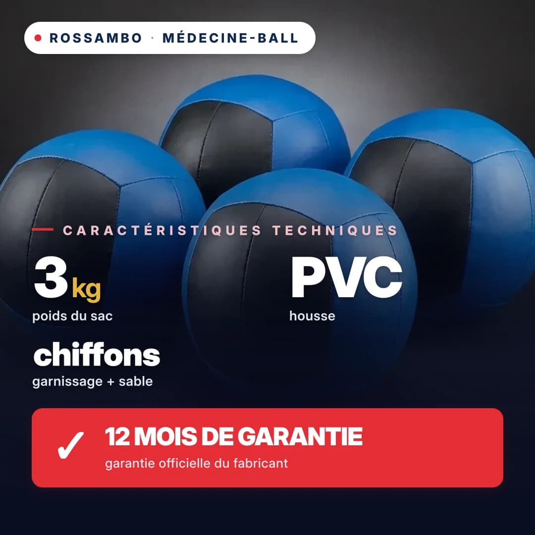 Médecine-ball, bâche PVC, 3 kg