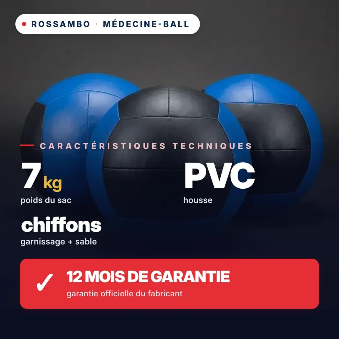 Médecine-ball, bâche PVC, 7 kg